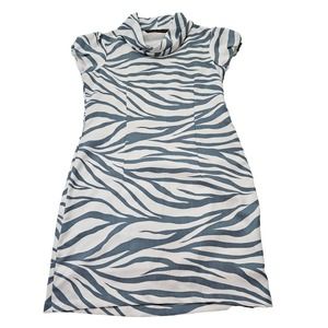 Samlin Ladies Women's Blue‎ Zebra Print Cowl Neck Cap Sleeve Mini Dress. Size XL